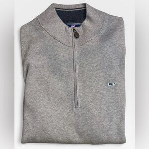 Vineyard Vines Men’s Heather Brown Quarter-Zip Cashmere Cotton Sweater, XL